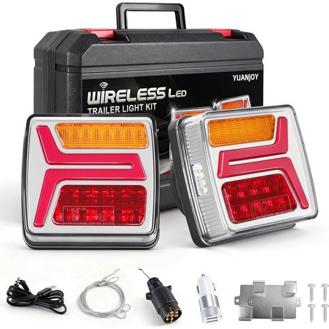 Lot de feux arrière LED pour remorque, 12/24 V, magnétique, sans fil, étanche, kit d'éclairage de remorque pour camion, caravane ou camion, homologué ECE EMV (1/5)