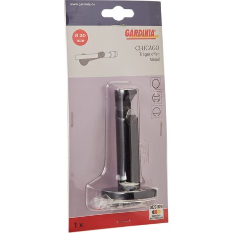 Gardinia Supporto per Asta per Tende, Metallo, Nero, 8 x 8 x 0.1 cm, 31030 (1/4)