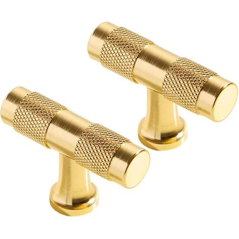 Tiradores para armarios, cajones y cómodas, un solo orificio, 20 mm de longitud (dorados, 2 unidades) (1/5)