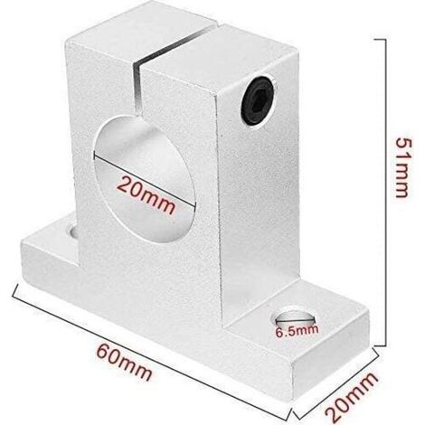 Support de guidage de serrage de Rail de mouvement linéaire en aluminium SK20, 4 pièces, pour arbre de 20mm de diamètre (1/3)