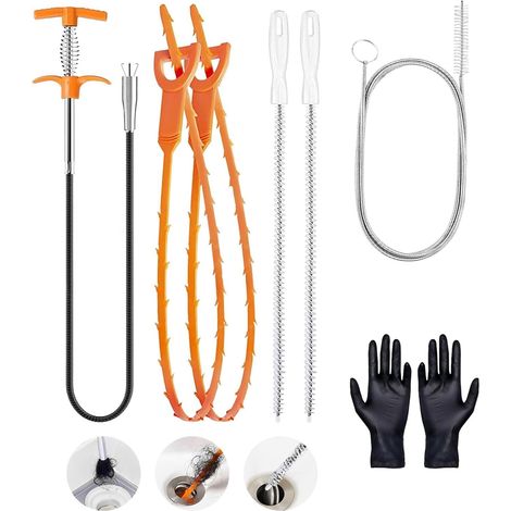 160 cm furet deboucheur canalisation,Kit Déboucheur Cheveux Douche Pince à Griffes Flexible Lot de 6 (1/5)