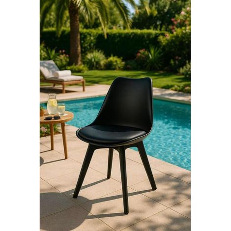 ORION91 Boreal Chair with Padded Seat, Faux Leather, Black Legs, 48x43x82cm, Ideal for Dining Room, Office, or Kitchen, Ergonomic Design, Supports up to 120kg, Easy Assembly, Nordic Style. (1/5)
