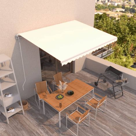 Auvent rétractable automatique Store Banne Marquise 400x350 cm Crème 55456