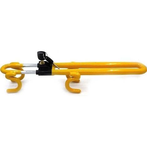 Verrou de volant à double barre, verrouillage de direction, empêche les voleurs de voler votre re, antivol de vol, dispositif antivol, ajustement universel, haute visibilité,2 Clés(Jaune) (1/3)