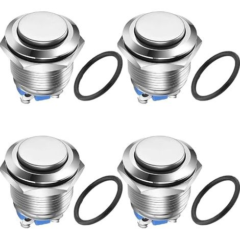 Round Start Button 16 mm, 16 mm Push Button Switch, Momentary Push Button 12V 24V, Water and Dust Resistant, for Car Dashboard and Electronic Projects