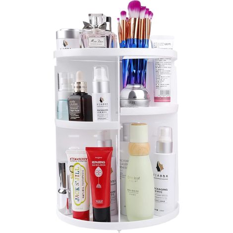 Organizador giratorio ajustable de 360°, soporte para cosméticos y joyas, para estantes de encimeras de baño.