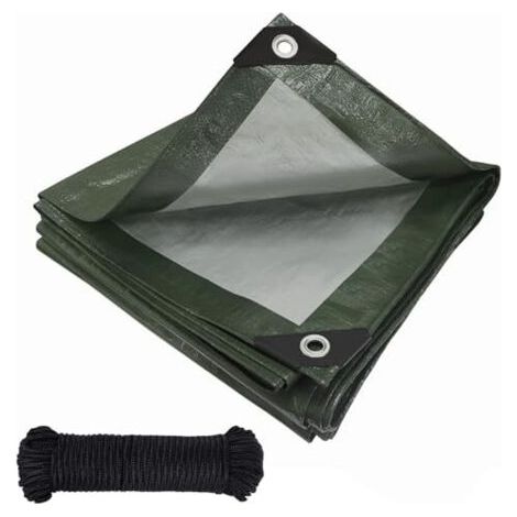 Bâche imperméable avec œillets, tissu PE 120 g/m², protection pour camion, résistante aux intempéries, à la poussière, aux UV et aux déchirures, pour meubles de jardin, bois, voiture, bateau, trampoli (1/5)