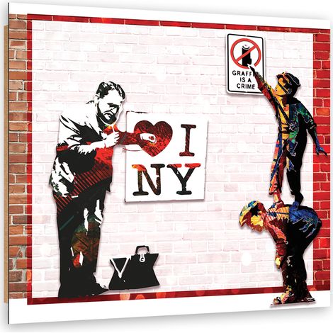 Quadro deco panel, Banksy and Love New York - 50x50 (1/5)