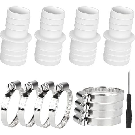 Lot de 4 raccords de tuyau de piscine de 32 à 38 mm avec 8 colliers de serrage, adaptateur de tuyau de piscine, pour jardin de piscine et raccord de tuyau de piscine (1/5)
