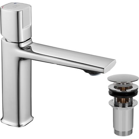 Grifo de lavabo independiente cromado Laveo Tores (1/4)