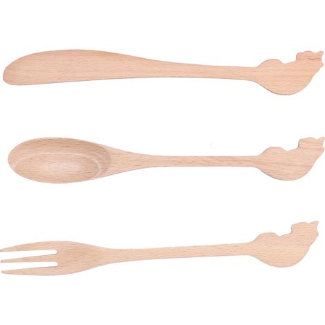 Ensemble de 3 couverts en bois réutilisables, fabriqués à la main, comprenant une cuillère, une fourchette et une cuillère à soupe portable, idéal pour la cuisine, les pique-niques et les hôtels. (1/5)