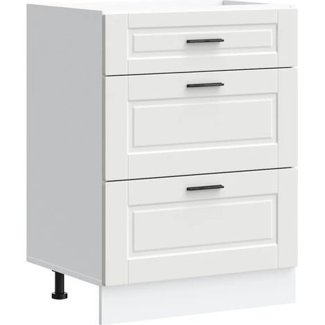 Mobile da cucina moderno capiente 60 x 46 x 81,5 cm con piedini regolabili in legno composito bianco 020050483