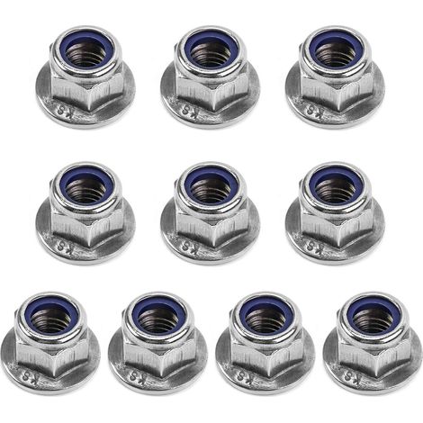 10 pezzi M10 Dado flangiato con dado di bloccaggio in acciaio inossidabile 304 (10 mm)