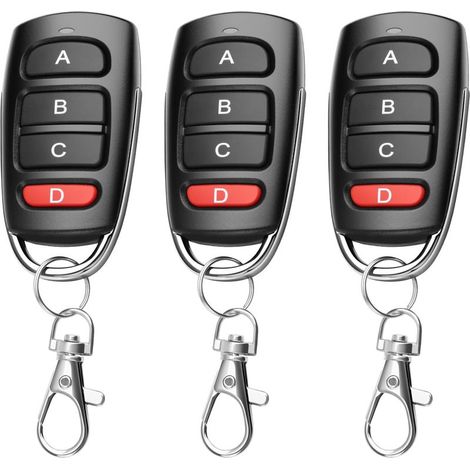 3Pcs Télécommande Universelle Portail 433 MHz Duplicateur sans Fil à 4 Boutons Telecommande Copieus pour Porte de Garage, Portée de 50m, Compatible avec 2260, 2262, PT2264, 5326, 2240,1527 (1/5)