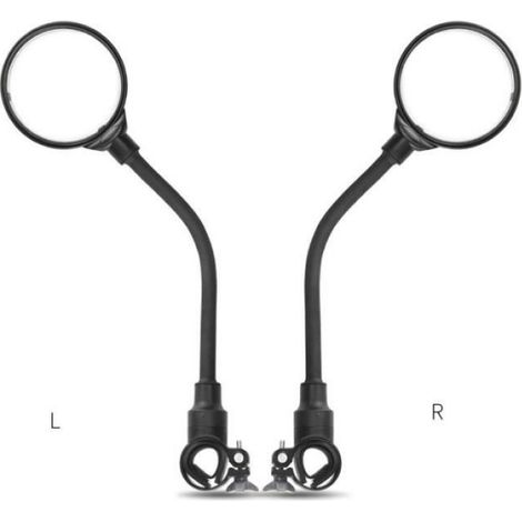 Rétroviseur vélo - Type Mirror L - Noir - Réglable 360 degrés - Pour guidon 22-32mm - Accessoire vélo (1/4)