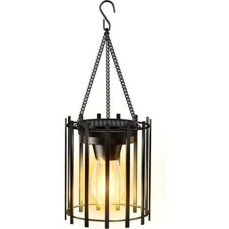 Lanternes solaires d'extérieur étanches : Suspensions métalliques avec corde pour jardin et cour (1/5)