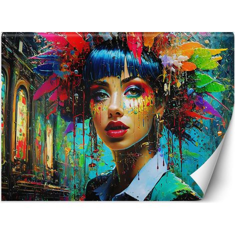Fototapete Bunte Frau Abstraktion 350x245 cm