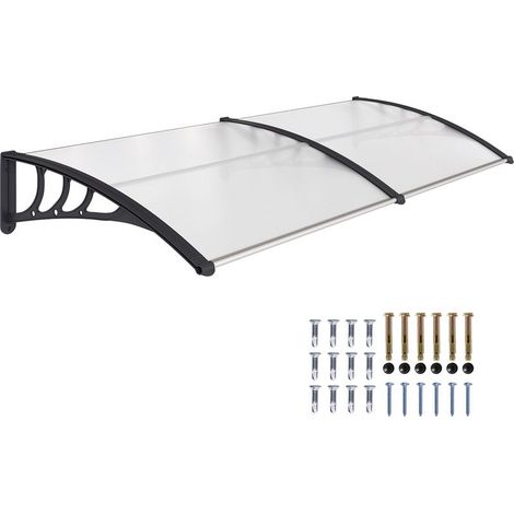 Eingangsvordach, Außentür-Markise aus robustem Polycarbonat und Aluminium, bietet Schutz vor Regen und UV-Strahlung für Terrassen und Balkone, 195 x 75 cm, transparent (1/5)