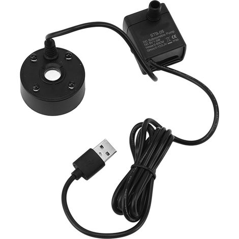 Brumisateur USB avec pompe, éclairage LED coloré, fontaine, atomiseur, humidificateur, 5V, Machine pour étang, jardin, bureau, noir (1/5)