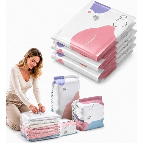 Sacs sous vide sans pompe - Lot de 3 - Sacs sous vide pour vêtements et couettes - Sacs de rangement sous vide - Sacs sous vide extra larges - Sacs de voyage - Réutilisables - 80 x 100 x 30 cm - Pour  (1/5)