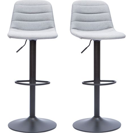 Barhocker höhenverstellbar aus hellgrauer Stoff und Metall (2er-Set) SAURY