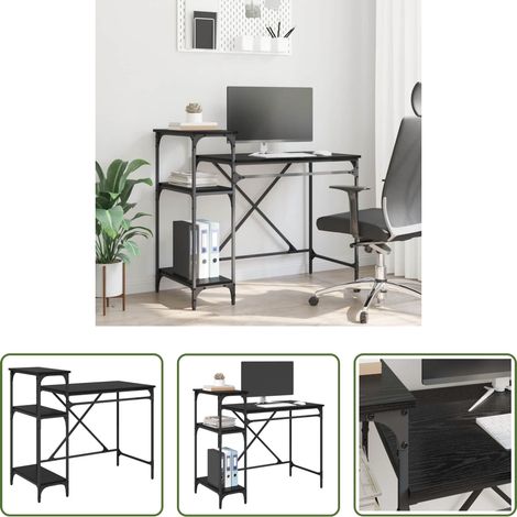 vidaXL Industrieller Schreibtisch - Schreibtisch Schwarz Eichen-Optik 105 x 50 x 90 cm (1/5)