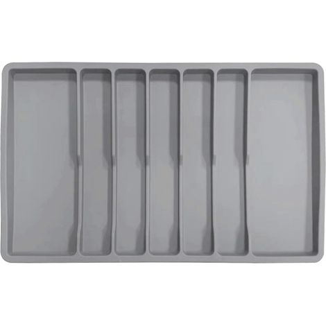 Organiseur de tiroir à couverts, organiseur en silicone, plateau d'argenterie, boîte rangement 7 compartiments pour ustensiles cuisine, fourchettes, couteaux - (1/5)