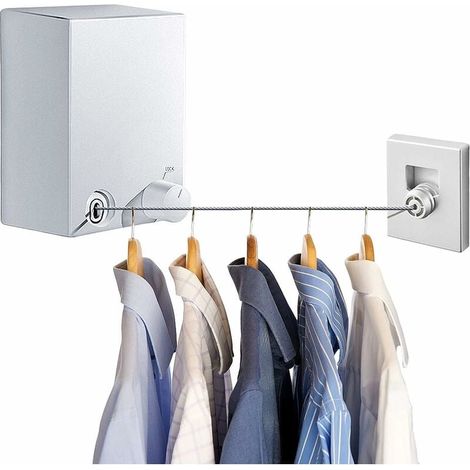 Retractable Clothesline, Stainless Steel Expandable Washing Line, Portable Washing Line Drying Rack 4.2m Adjustable Wire, Punch and Wall Mount for Indoor and Outdoor (1/5)