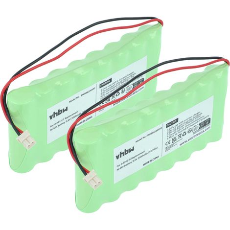 vhbw 2x batería compatible con Visonic PowerMaxComplete, AmberLink, Powermax Pro, Amber Select sistema de alarma (2000 mAh, 9,6 V, NiMH)