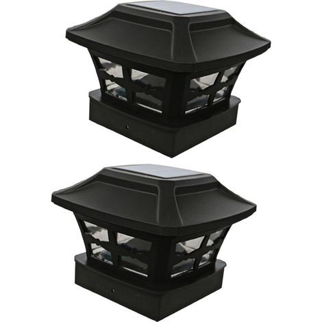 Lampes solaires, poteaux d'extérieur, 10 x LED lumineuses for clôture, terrasse, jardin ou, lumière blanche et chaude, 2 modes de vitesse (couleur : Black) (1/5)