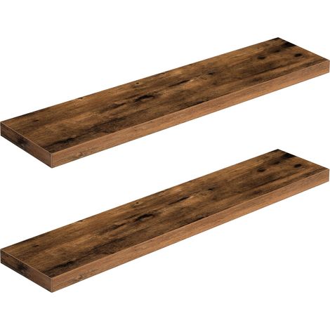 Étagères Murales, Lot de 2, Tablettes Flottantes, Suspendues, avec Supports Cachés, Longueur 100 cm, pour Salle de Bain, Chambre, Toilettes, Cuisine, Bureau, Marron Rustique (1/5)