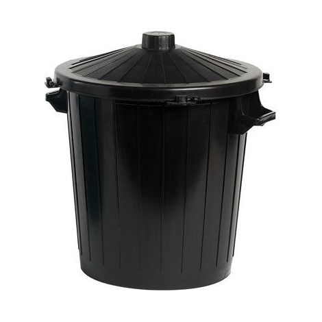Poubelle ronde 80 L + couvercle à clip - noir - Gilac