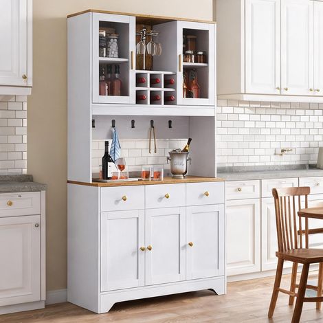 Buffet haut blanc bois 5 portes 3 tiroirs 175 cm en MDF (1/5)