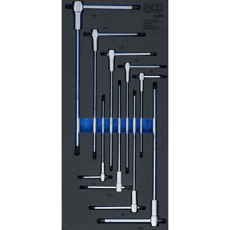 Modulo per carrelli portautensili 1/3: serie di cacciaviti con impugnatura scorrevole a T  Profilo a T (per Torx)  T10 - T50  9 pz.