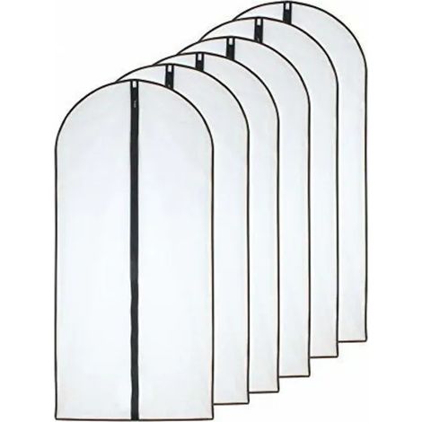 Sacchetti porta abiti antitarme, 60 x 100 cm (24 x 40 pollici), neri, traspiranti, con tasche trasparenti con cerniera, per riporre gli abiti (confezione da 6) (1/5)