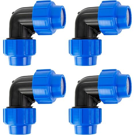 Raccord PP pour Tube PE 20mm, Plastique PE Coudé 90° Connecteur en PP pour Tuyau d'eau Connecteur PPR PVC Tuyau Connexion Raccord, 4 Pièces (1/4)
