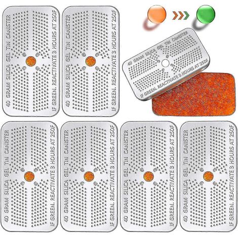 Lot de 6 sachets de 40 grammes de gel de silice indicateur pour déshumidificateur, couleur orange. (1/4)
