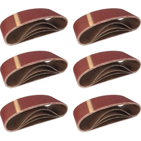 Bandes Abrasives en Tissu │ 5 pièces │ 100 x 610 mm │ Mixpack (1 x grain 40/60/80/120/180 chacun) │ pour ponceuses à bande │ Papier Abrasif │ Ensemble de Bandes Abrasives (1/3)