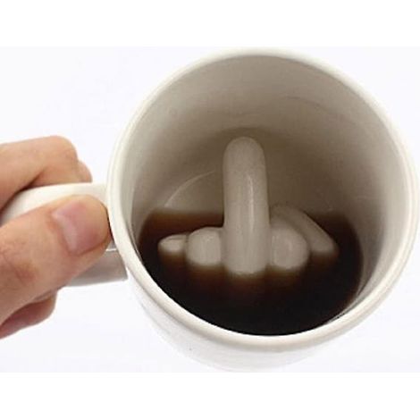 Tasse en céramique de 350 ml au design humoristique « Bonne journée » avec l'inscription « Va te faire foutre ». Design amusant, « Bonne journée ». (1/5)