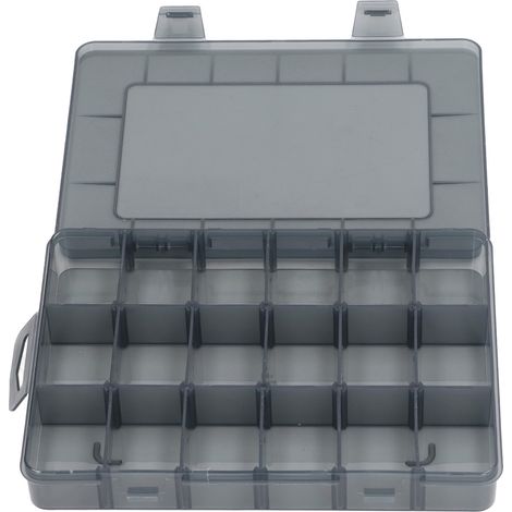 Boîte de rangement transparente à 18 compartiments avec séparateurs amovibles en plastique, idéale pour petits accessoires et bijoux, pièces de quincaillerie. (1/5)