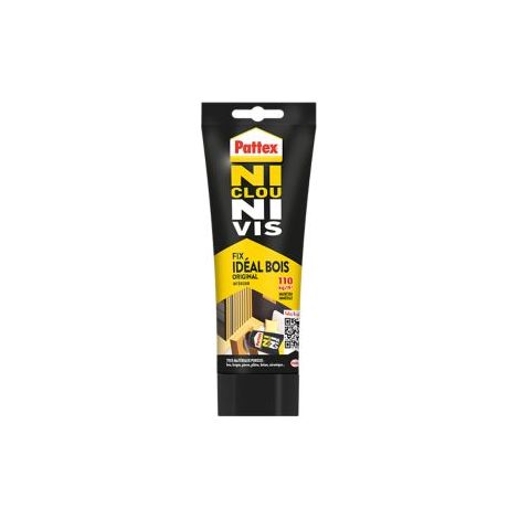 Pattex Ni Clou Ni Vis Extra Fort & Rapide, colle de fixation surpuissante, colle rapide qui permet une prise instantanée, colle blanche, tube 260 g