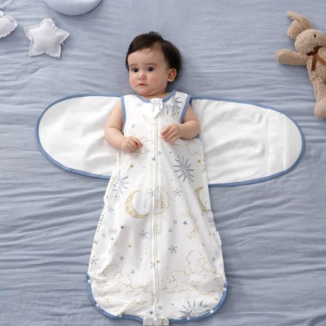 Baby-Wickeltuch, 3-fach verstellbare tragbare Decke, 0–6 Monate, Schlafsack für Neugeborene, Schlafsack aus weicher Viskose-Baumwolle, Sonnenschein