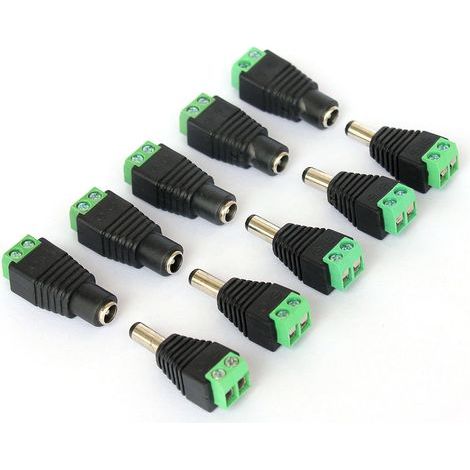 5x DC male connector, 5x female connector for 2.1 x 5.5 mm video surveillance camera (1/5)