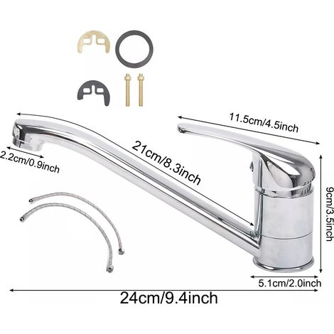 FLITI Luna Monobloc Kitchen Mixer Tap with Swivel Spout, Chrome-Plated Brass, 116mm