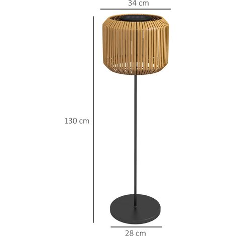 Lampe solaire d'extérieur en rotin, allumage automatique, LED, résistante aux intempéries, structure métallique, Ø 34 x 130 cm, noir/jaune (1/5)