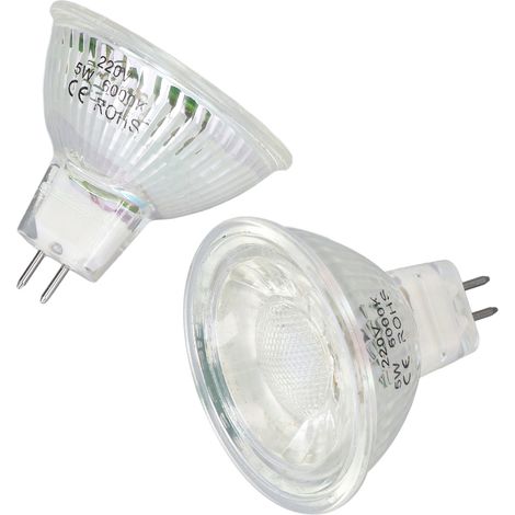 Spot LED MR16 5W COB, ampoule spot encastrable verre, gradable, 220V, blanc froid, éclairage salon chambre magasin, homologue CE/ROHS (lot avec film bulle) (1/5)