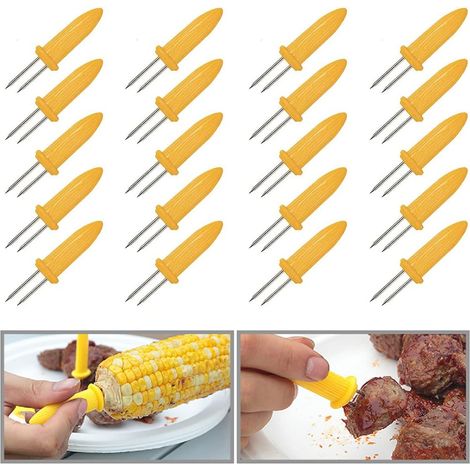 Brochettes de Maïs Épis BBQ Epis en Multifonctions pour Barbecue Viande 20PCS Acier inoxydable Acier Jaune (1/5)