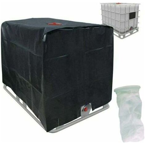 Bâche de protection solaire pour réservoir d'eau de pluie 1000 l IBC Noir (1/4)