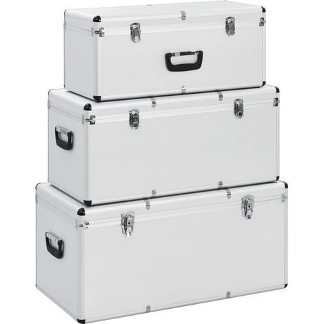 Cajas de almacenamiento 3 piezas plata Aluminio 020003232
