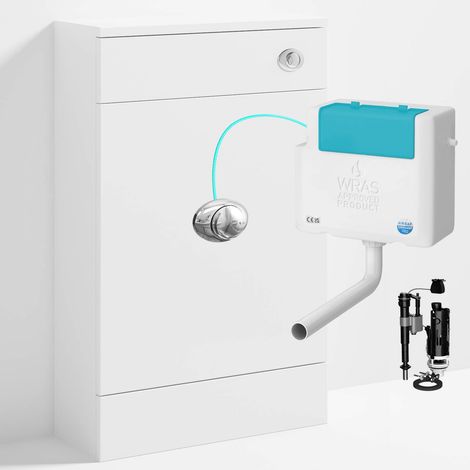 Gloss White 500 x 200mm Back to Wall WC Unit with Concealed Toilet Cistern Set - Side Entry (1/4)